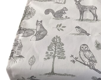 Table Runner 100-250cm 39"-98" - Clarke and Clarke Woodland Animals Fox Squirrel Owl Stag Bird