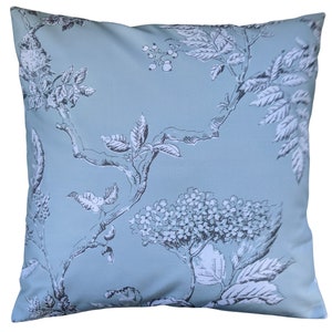 Cushion Cover in Laura Ashley Elderwood Garden Birds 16" Mint Green