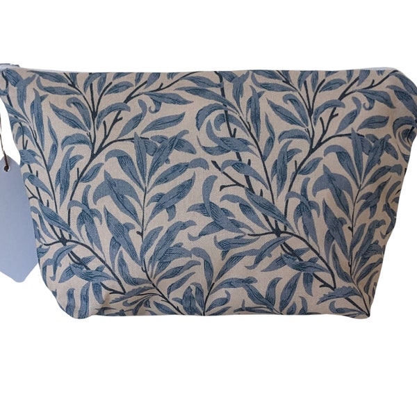 Blue Leaf Make Up Bag William Morris Willow Bough - Handmade