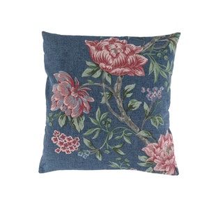 Cushion Cover in Laura Ashley Tapestry Floral Flowers Denim Blue 16&quot;
