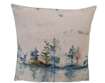 Voyage Wilderness Topaz Cushion Cover Stag Trees Water