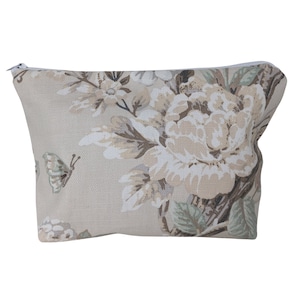 Laura Ashley Belvedere Peacock Butterfly Rose Truffle Make Up Bag - Fatto a mano