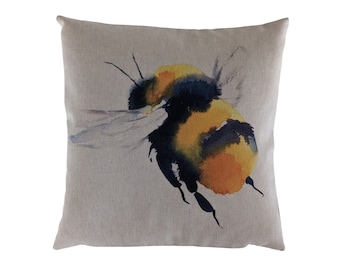 Bee Illustration Statement Scatter Cushion Cover 16" Zipped Linen Look
