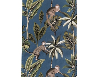Monkey Green and Dark Blue Tea Towel