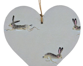 Wooden Hanging Heart in Sophie Allport Hares