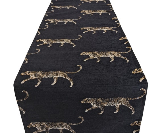 Leopard Tischläufer Schwarz Gold 39