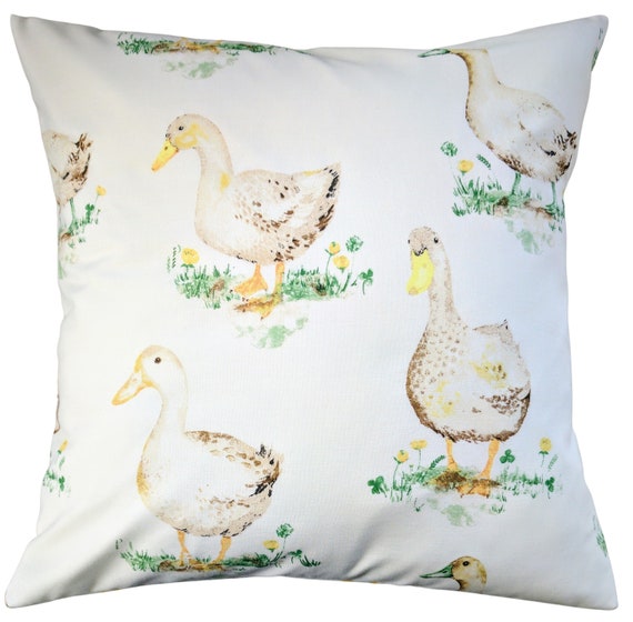 Cushion Cover in Pastel Ducks Print 16"