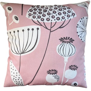 Cushion Cover in Blush Pink Retro Dandelion Clocks 16&quot;