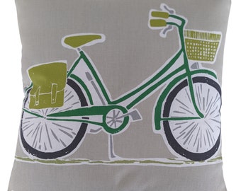 Cushion Cover in Scion Cykel Green Bicycle 16"
