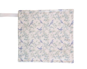 Kitchen Pot Holder Blue Bird Ditsy Garden White Pan Grab