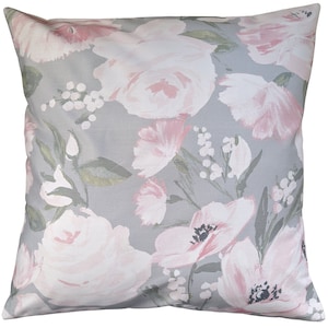 Cushion Cover in Laura Ashley Lottie Pink and Grey Flowers 16&quot;