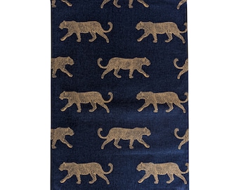 Strofinaccio leopardato blu navy oro