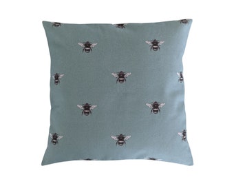 Bumble Bee Cushion Cover, Clarke and Clarke Abeja, Duckegg Blue