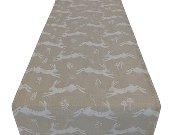 Natural Beige Leaping Hare Table Runner 39"-98" 100-250cm