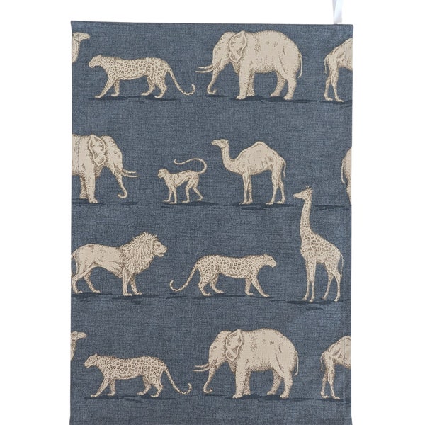 Denim Blue Safari Animals Tea Towel