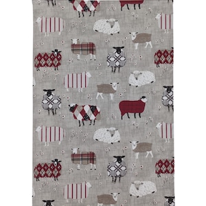 Baa Baa Sheep Poppy Red Tea Towel