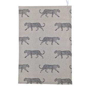 Black Natural Oatmeal Leopard Tea Towel