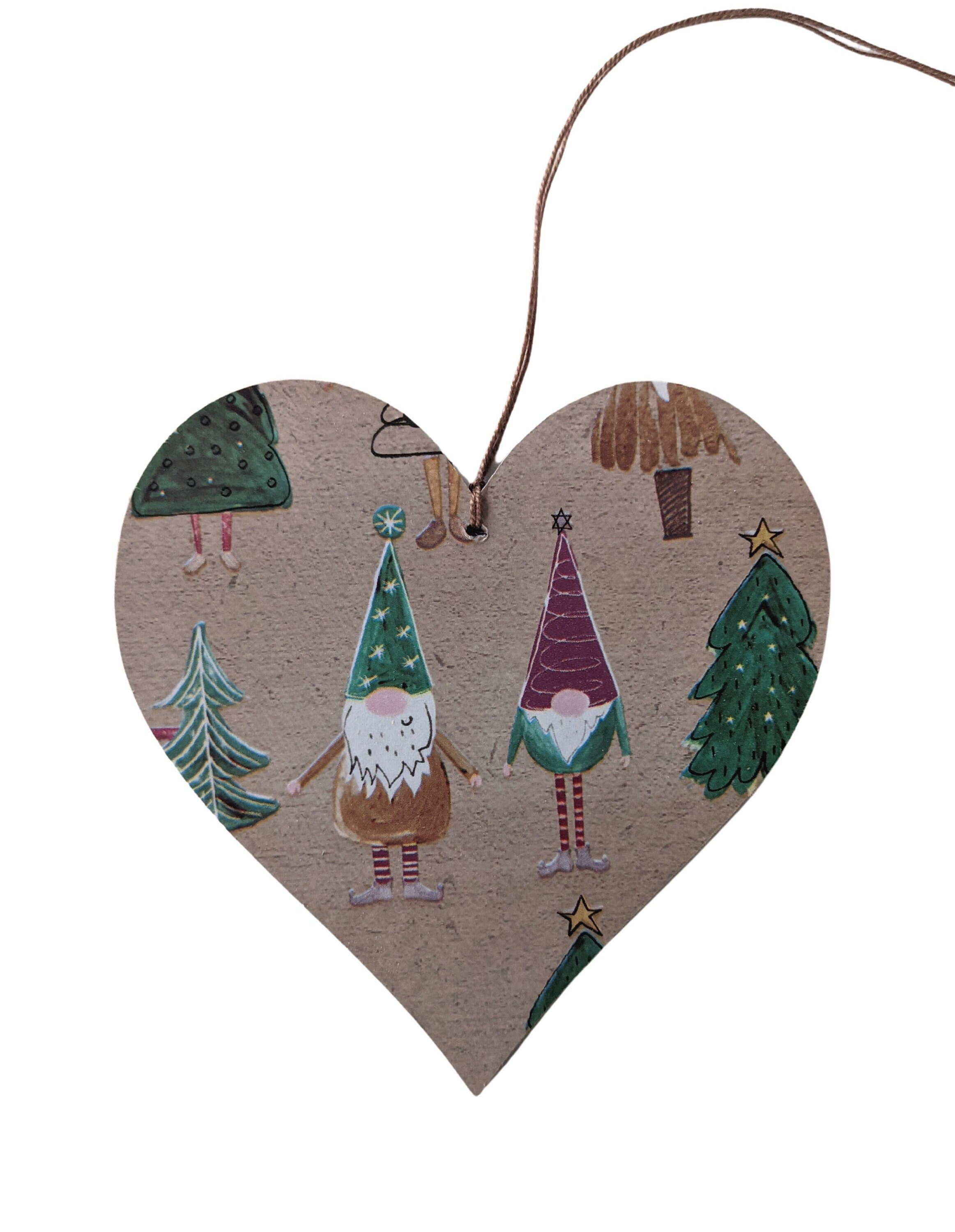 The Snowman Handmade wooden hanging Heart Christmas Decoration 10cm 