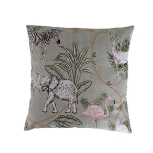 Serengeti Jungle Safari Animals Green Cushion Cover 16&quot;