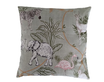 Serengeti Jungle Safari Animals Green Cushion Cover 16"