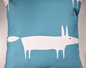 Cushion Cover in Scion Mr Fox Turquoise Blue 16"