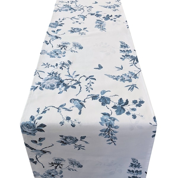 Table Runner in Cath Kidston Blue Birds and Roses 39"-98" 100-250cm