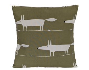 Cushion Cover in Scion Midi Mr Fox Olive Green 16"
