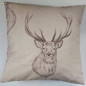 Cushion Cover in Brown Stag and Red Tartan 16"