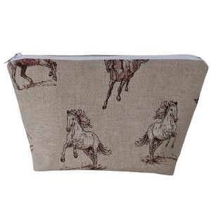 Make Up Bag Wild Horses Linen Purse Storage Toiletry Bag Pouch