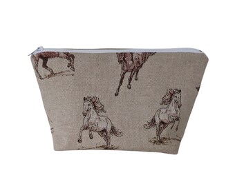 Make Up Bag Wild Horses Linen Purse Storage Toiletry Bag Pouch