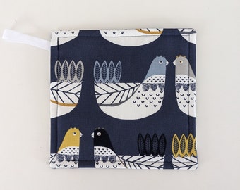 Pot Holder - Navy Blue Scandi Chickens