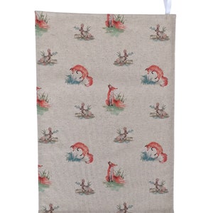 Fox and Hare Tea Towel Woodland Animals Kitchen Dish Cloth