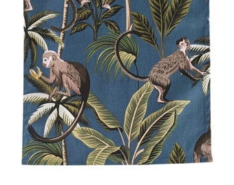 Blue Monkey Jungle Fabric Cotton Napkins Set of 1, 2, 4, 6 or 8