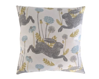 March Spring Hare Blue Grey Cushion Cover 14" 16" 18" 20"