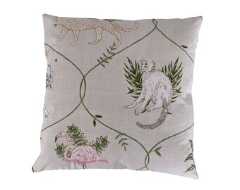 Serengeti Jungle Safari Animals Oatmeal Beige Cushion Cover 16"