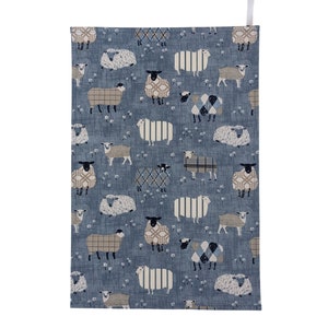 Baa Baa Sheep Denim Blue Tea Towel