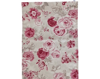 Raspberry Red and Pink Vintage Floral Roses Tea Towel