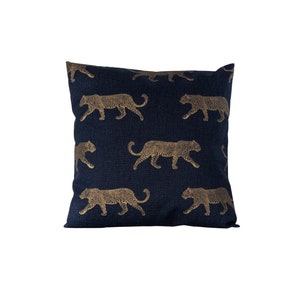 Navy Blue and Gold Leopard Cushion Cover 14&quot; 16&quot; 18&quot; 20&quot;
