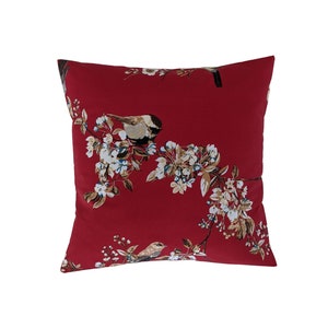 Cushion Cover in Red Beautiful Birds 16"