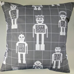 Cushion Cover in Grey and White Robot Check Print 16&quot;