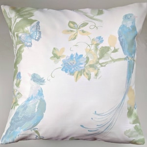 Cushion Cover in Laura Ashley Harewood Birds Blue and Green 16"