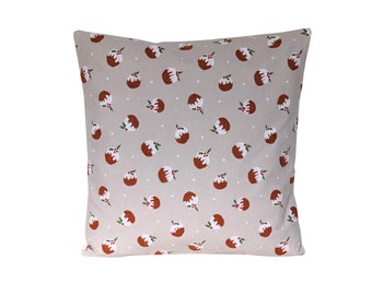 Christmas Pudding Winter Brushed Cotton Cushion Cover 16"