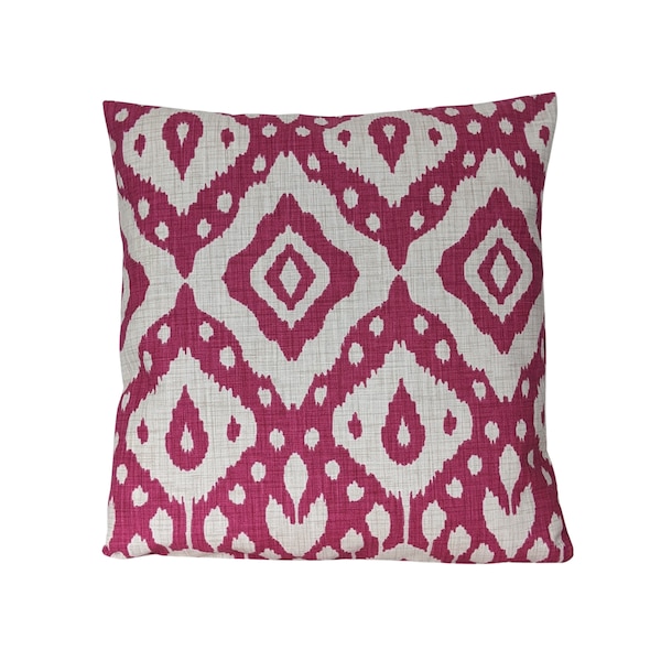 Cushion Cover in Iliv Marrakech Ikat Fuchsia Pink Begonia 16"