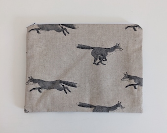 Make Up Bag Grey Fox Coin Purse Pouch