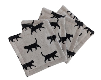 Black Cat Fabric Coasters