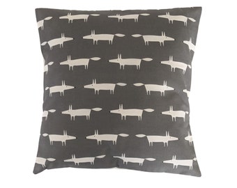 Cushion Cover in Scion Mini Mr Fox Charcoal Grey 16"