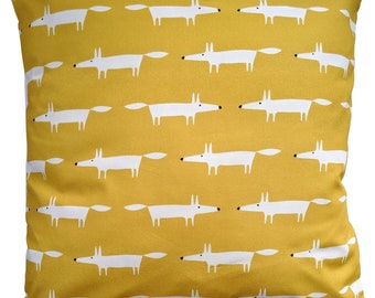 Cushion Cover in Scion Mini Mr Fox Mustard Yellow 16&quot;