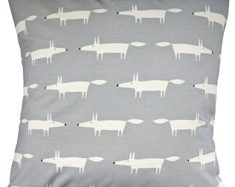 Cushion Cover in Scion Mini Mr Fox Silver Grey 16"