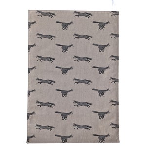 Charcoal Grey Fox Tea Towel