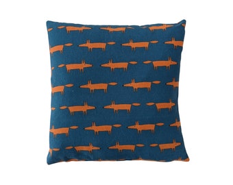 Cushion Cover in Scion Teal Orange Little Mr Fox 16"